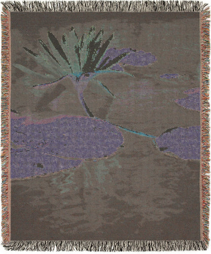 Pink-Water-Lily from Hawaii woven blanket floral design, back view.