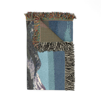 Sparks Lake Woven blanket with fringes on a white background