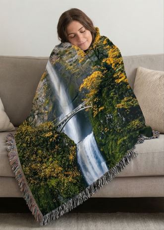 Multnomah Falls | Woven Blanket | Oregon Cotton Throw