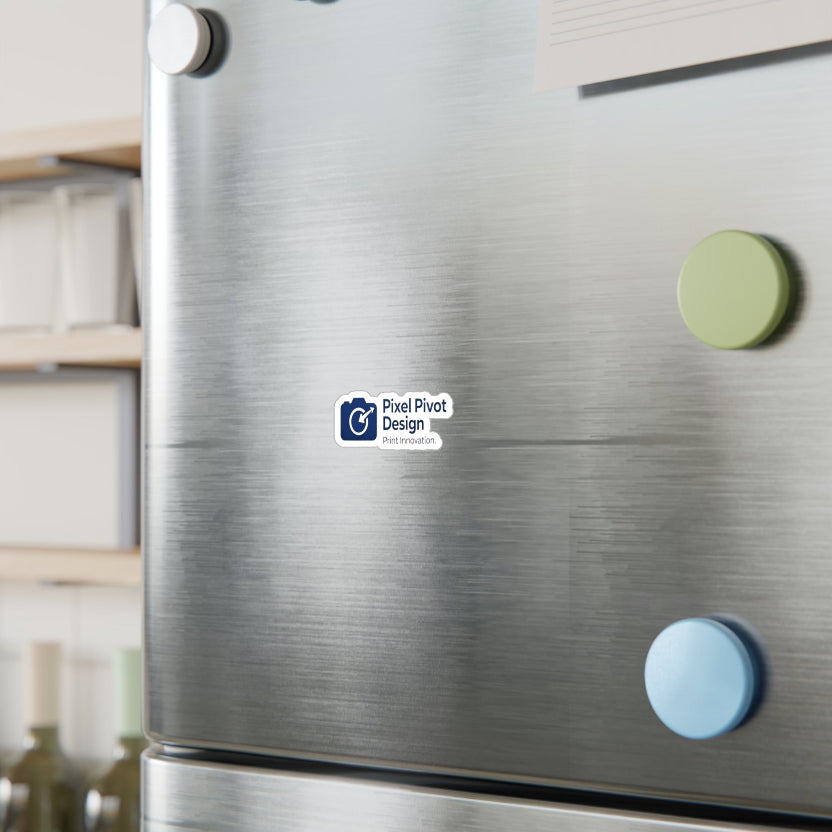 Stainless steel appliance with colorful magnets on a blurred kitchen background