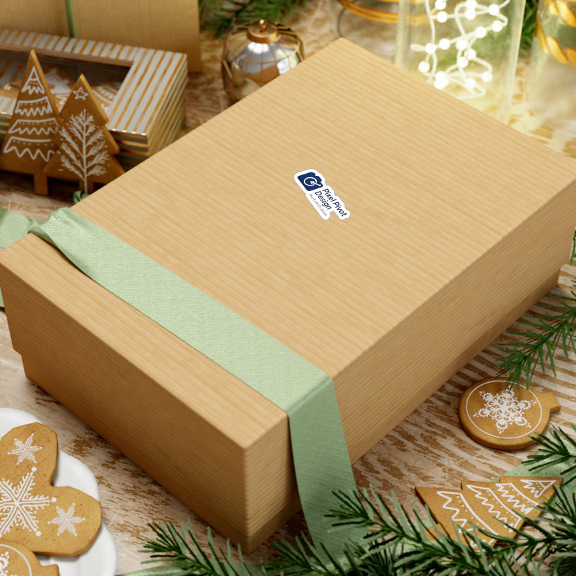 Wooden gift box with a green ribbon on a festive background with cookies and lights