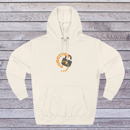 Sand Shell Beige hoodie with a graphic design on a wooden surface