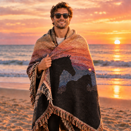 Sunset Horses | Woven Blanket | Kentucky Equestrian Throw