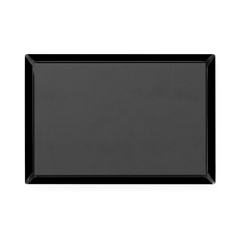 Black rectangular tray on a white background