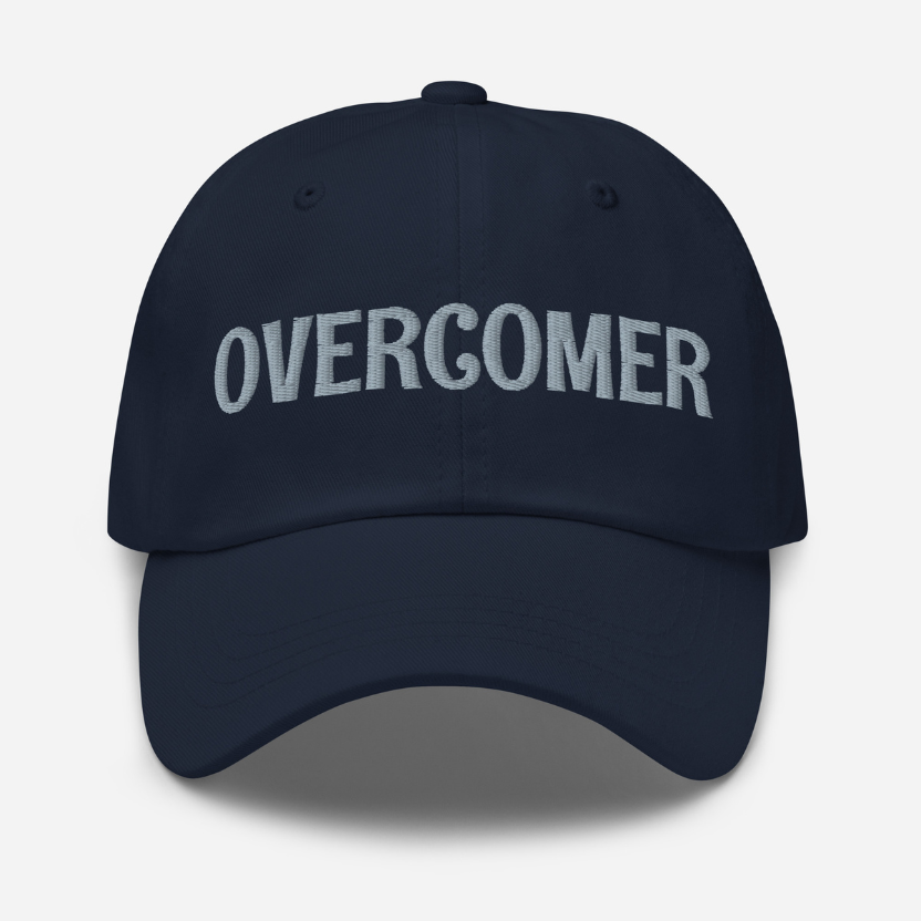 Navy cap with 'CHosen' text on a white background