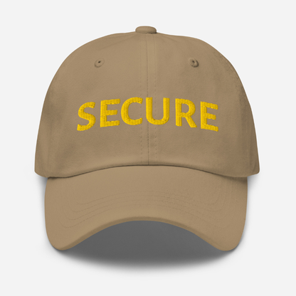 Khaki Brown cap with gold emblem on a white background