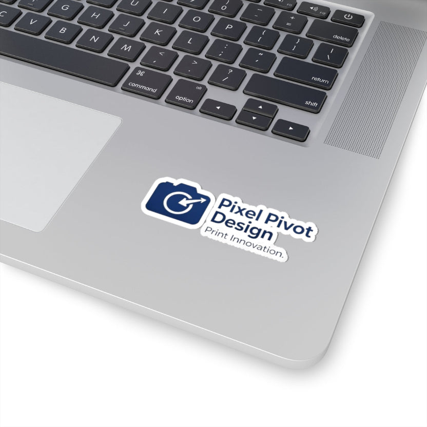 Laptop with a Pixel Pivot Design sticker on the palm rest area